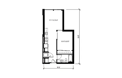 Floor plan Urban 1 Bedroom - U30
