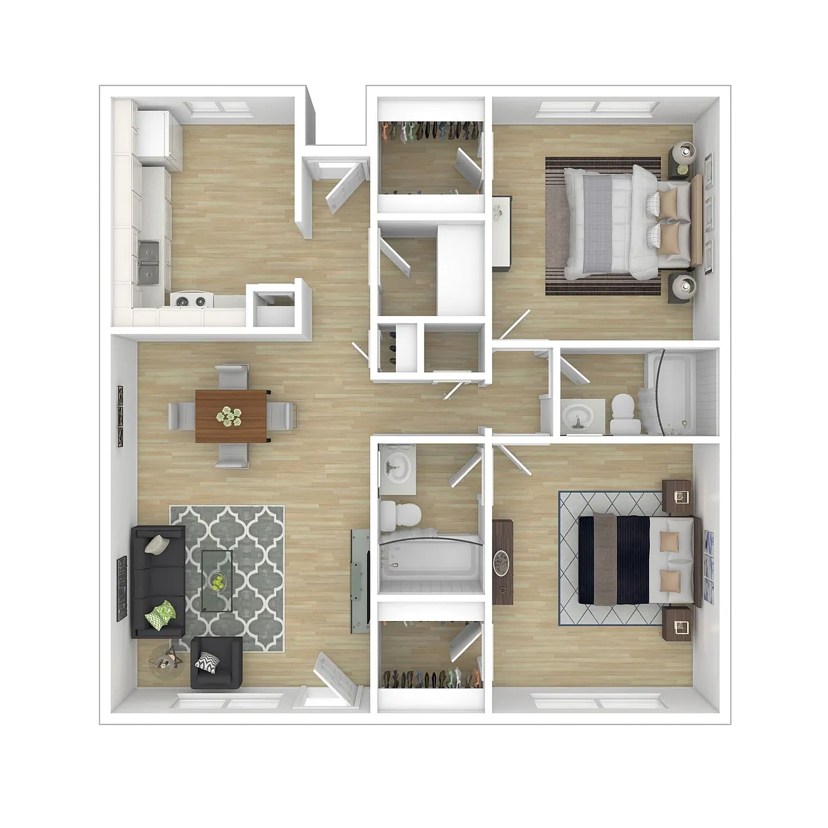 Floor plan 2 Bedroom + 2 Bath