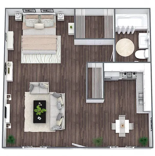 Floor plan S1: 0 Bed 1 Bath