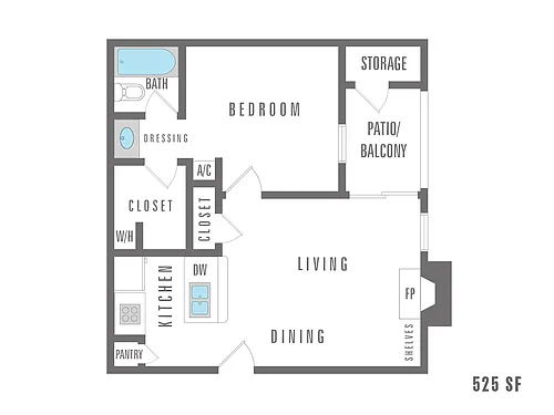 Floor plan 1 Bedroom 1 Bath