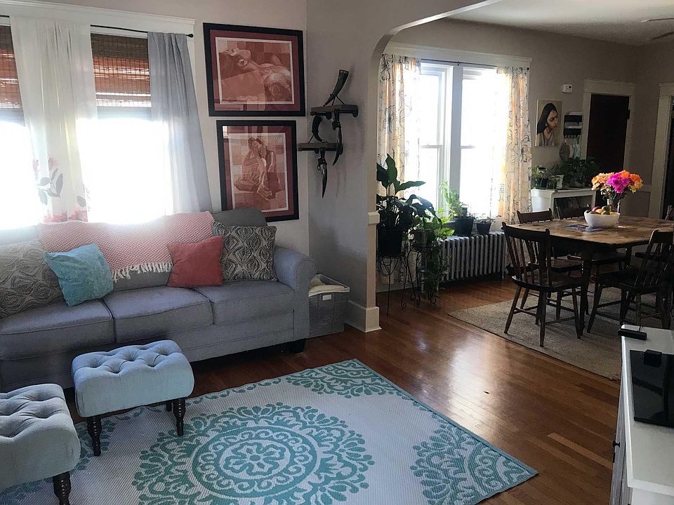 Open floor plan and large windows.