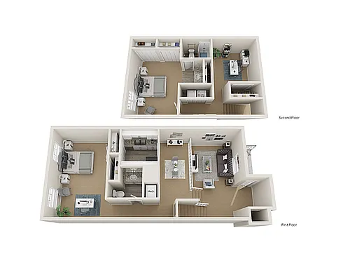 Floor plan 2x2 Townhome w/ Den