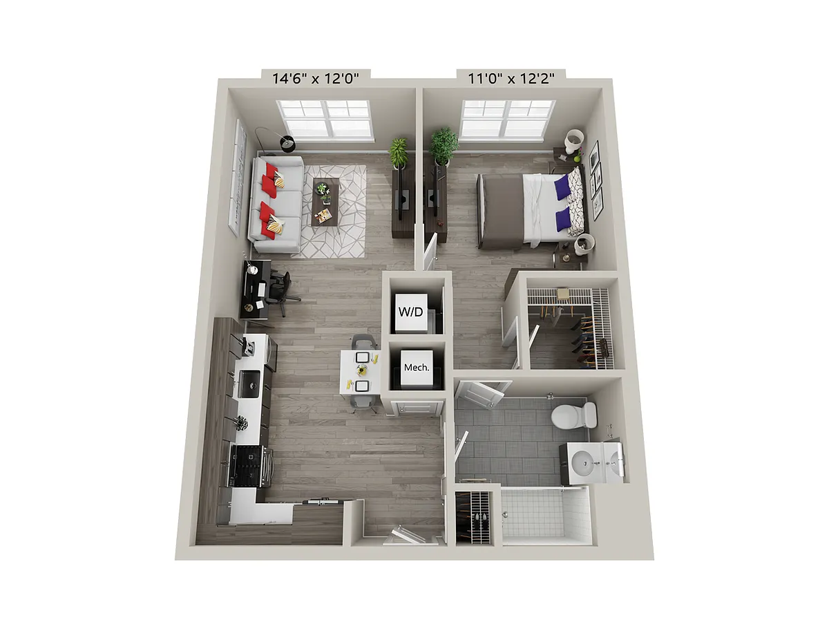 Floor plan 1 Bed/1 Bath-B4