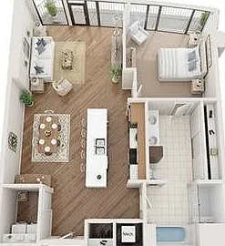 1 BR x 1 BA Flat - B Floorplan 1 BR x 1 BA Flat - B Floorplan