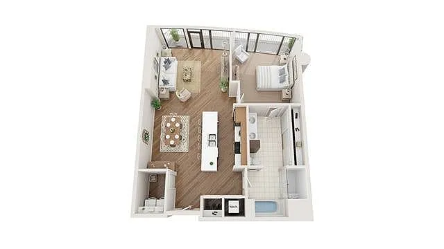 Floor plan 1 BR x 1 BA Flat - B