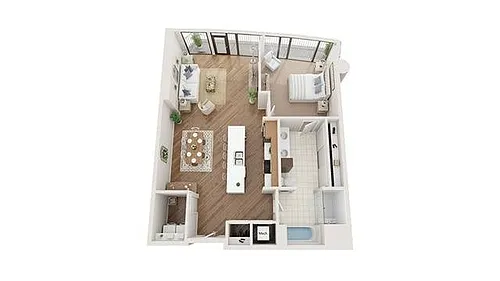 Floor plan 1 BR x 1 BA Flat - B