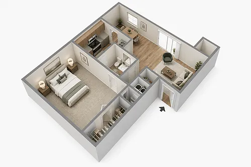 Floor plan 1 BR, 1 Bath
