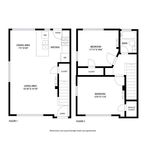 Floor plan 2 Bed and 1 Bath