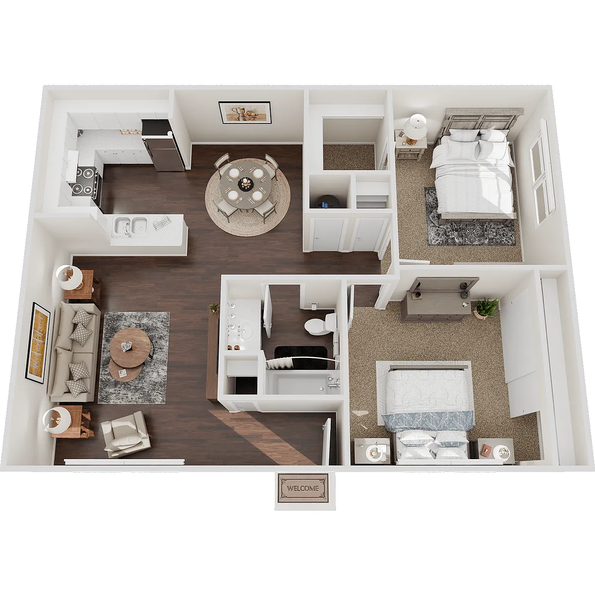 Floor plan 2 Bedroom 1 Bath
