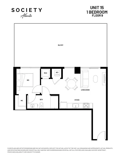Floor plan 1 Bed - A2