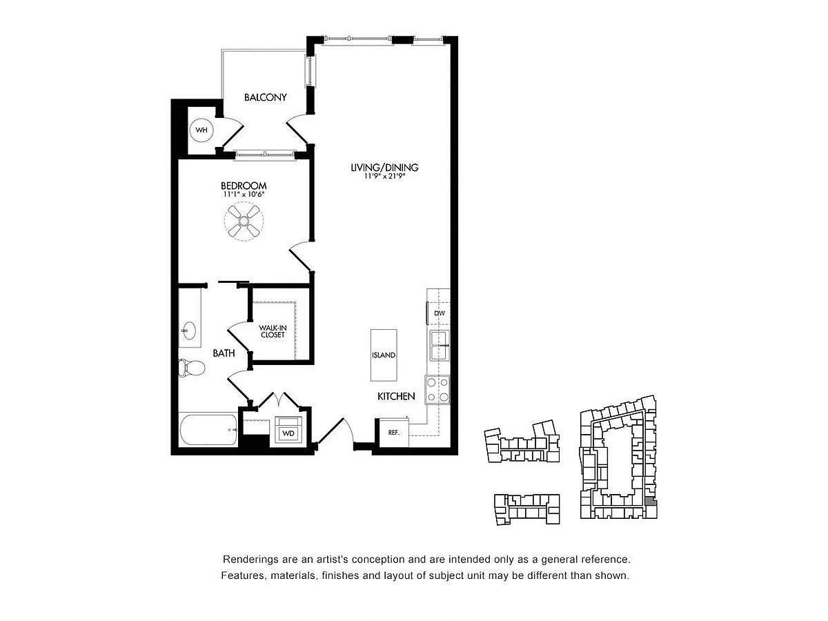 Floor plan 1N w/ Balcony
