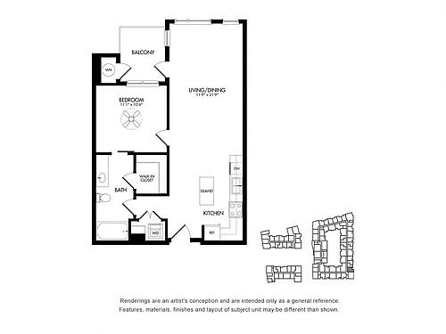 Floor plan 1N w/ Balcony
