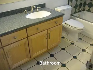 Tiled bathroom.
