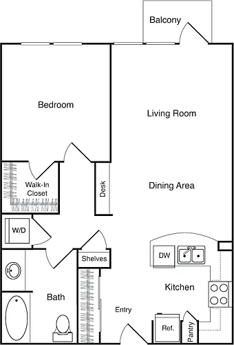 Floor plan One Bedroom - D