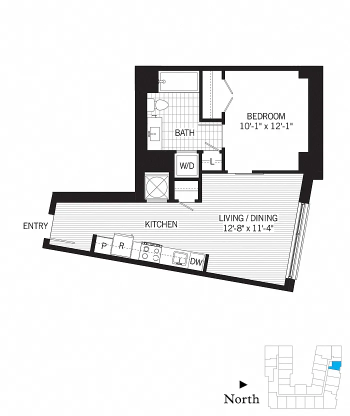 Floor plan 1 Bed - 1 Bath | aj5