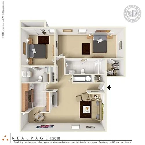 Floor plan 2 Bedroom 2 Bath with Fireplace and Sitting Room