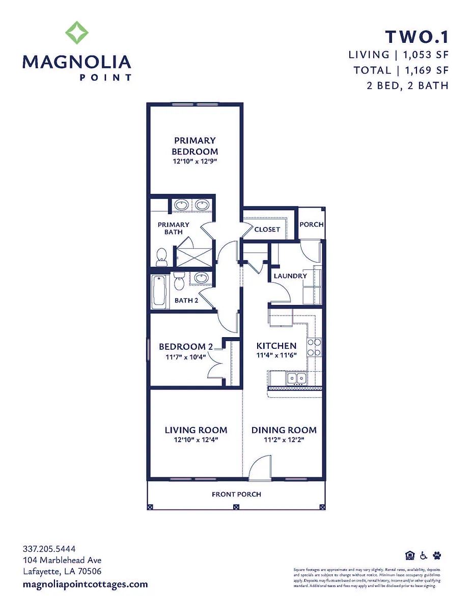 Floor plan 2 BR/2 BA