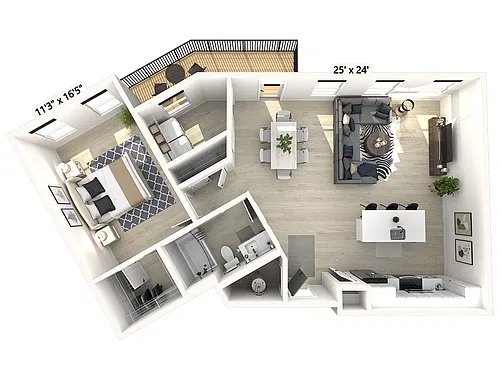 Floor plan A91 - 1 Bedroom 1 Bathroom