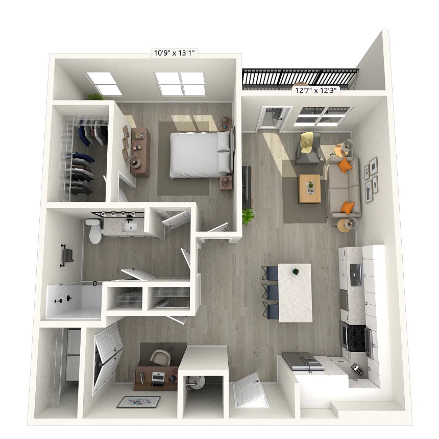 Floor plan A11 1x1 899 SF-FP