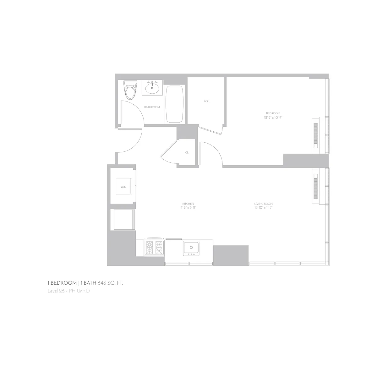 Floor plan 1 Bedroom / 1 Bathroom