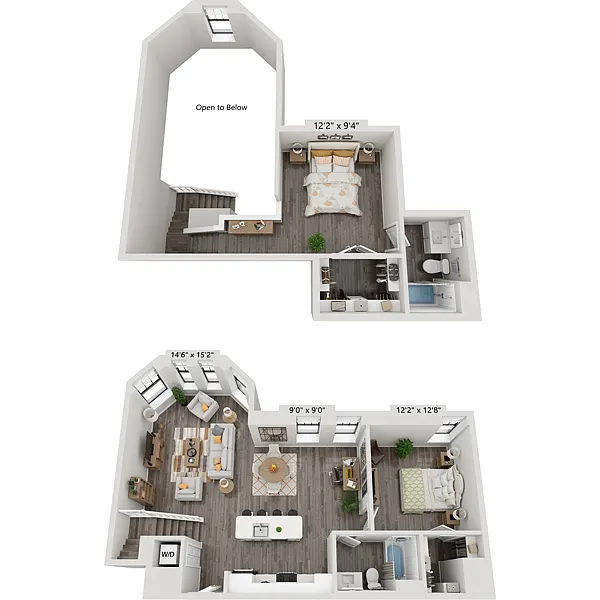 Floor plan Two Bedroom B2B1L