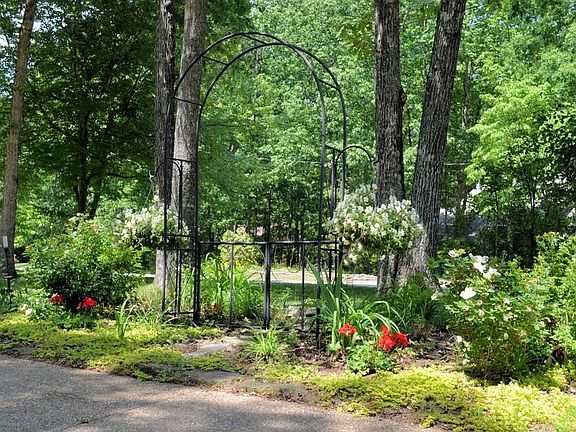 Nestled Amongst Lush Landscaping And Tall Trees