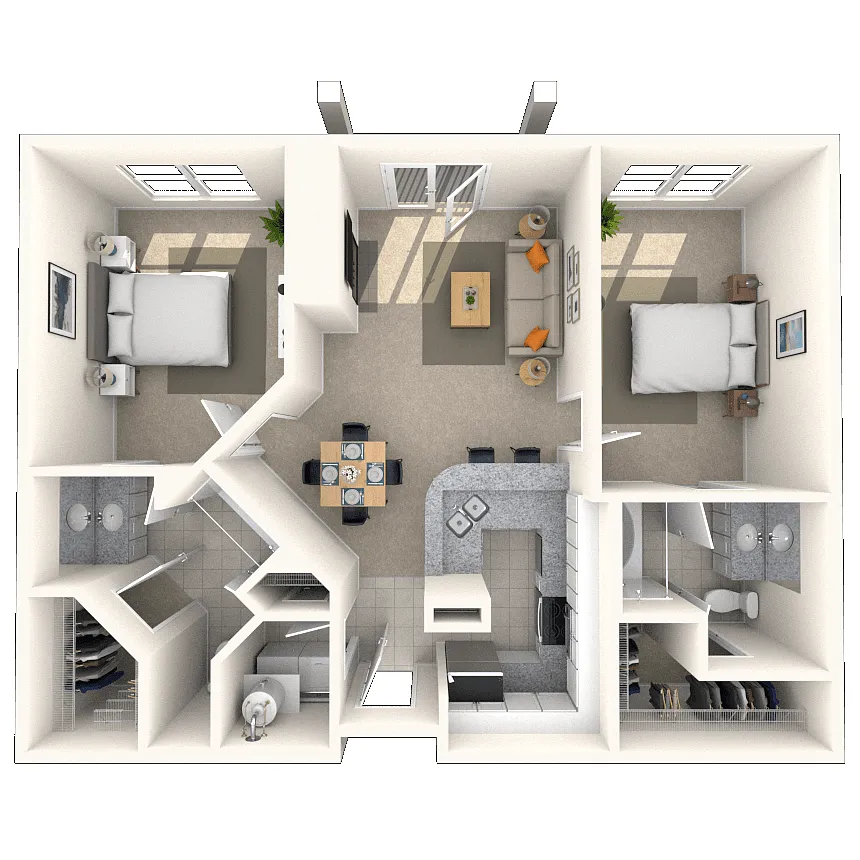 Floor plan Traditional 2x2 1003-1201 SF