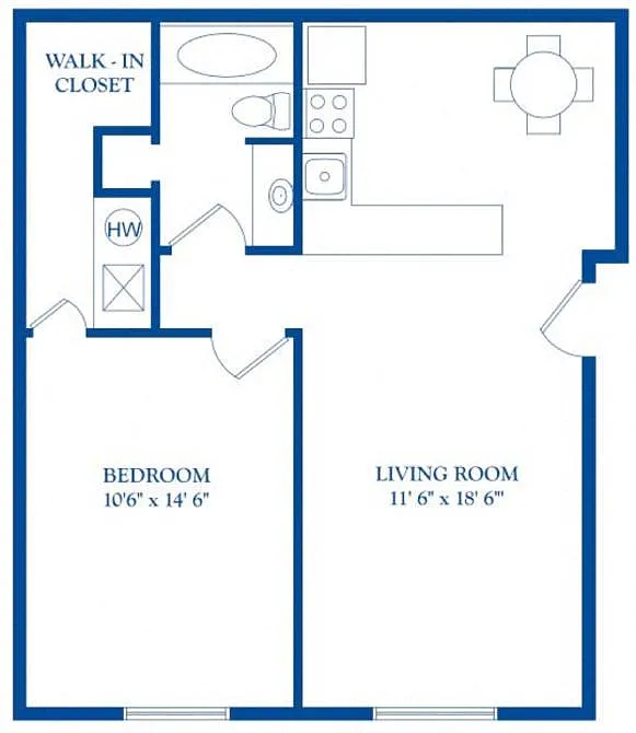 Floor plan 1 Bedroom 1 Bath