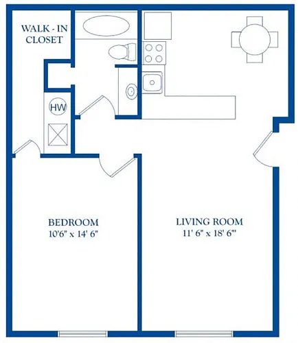 Floor plan 1 Bedroom 1 Bath