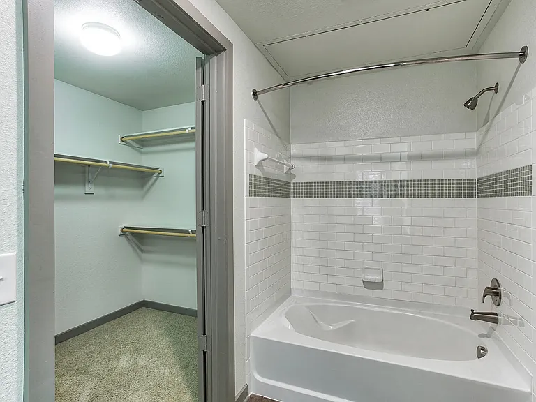 Large soaking tub in modern bathroom
