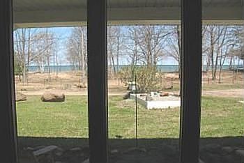 A view out the bow window in the Great Room offers Lake Huron views