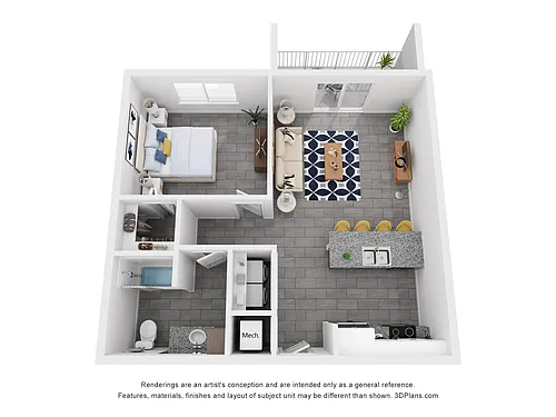 Floor plan 1 bedroom / 1 bath