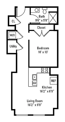 Floor plan 1 Bedroom 1 Bath