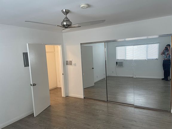 Bedroom with closet & fan