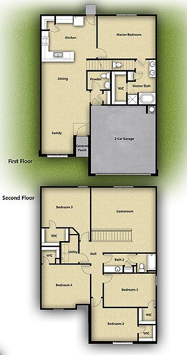 The Travis plan has an incredible layout with 5 bedrooms, 2.5 baths and an upstairs game room