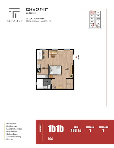 Floor plan Studio - 400 sqft