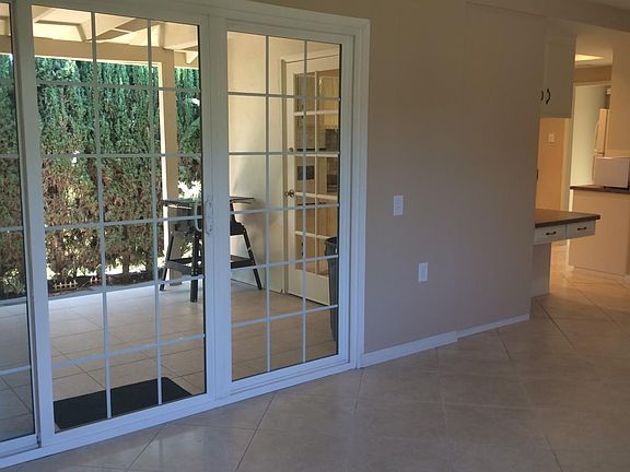 Family room view of covered patio