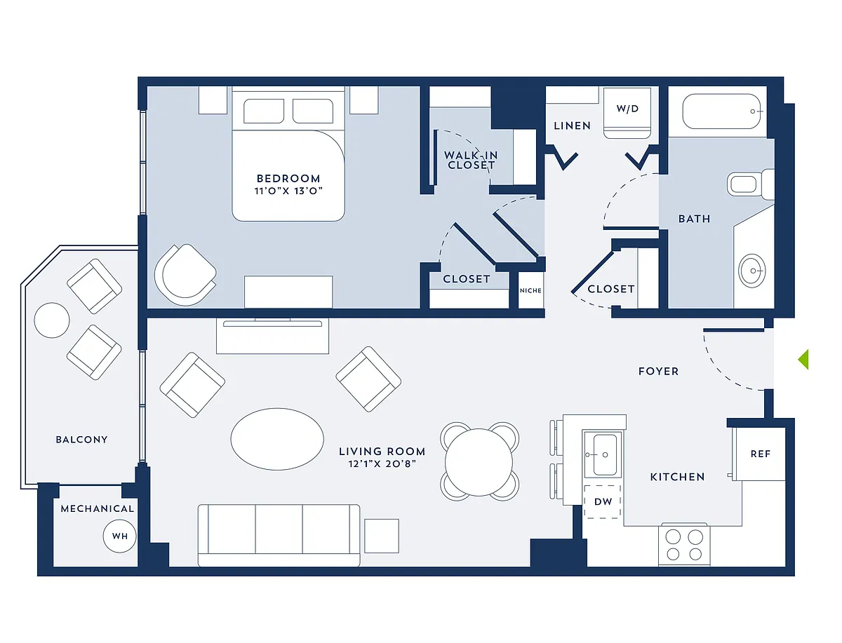 Floor plan 1 Bed/1 Bath-B2