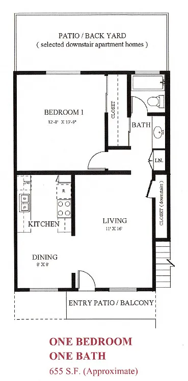 Floor plan One Bedroom Apartment Home