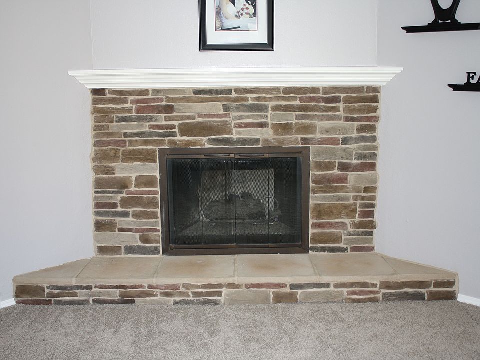 Stone fireplace