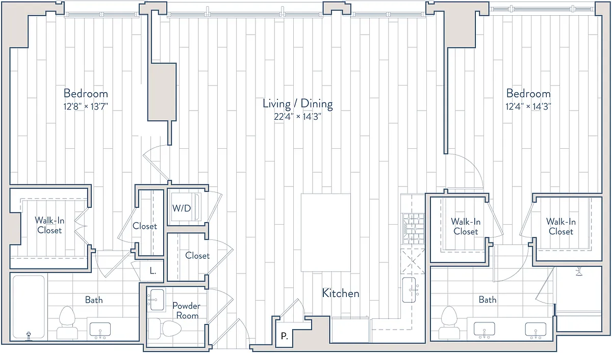 Floor plan 2 Bed/2.5 Bath-E27-1