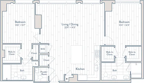 Floor plan 2 Bed/2.5 Bath-E27-1