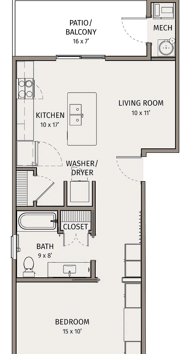 Floor plan Townline 1 Bedroom Apartments