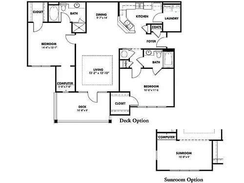Floor plan B1 With Deck Option