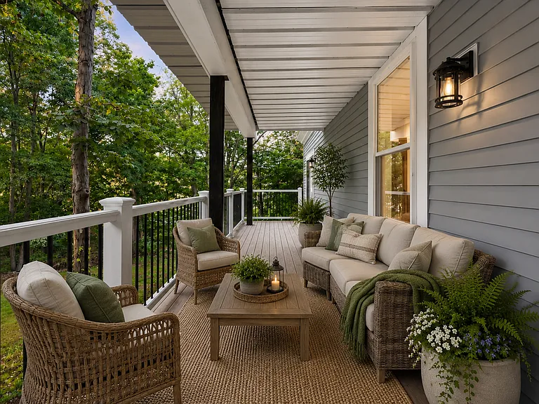 rear deck. 50%covered / 50% open to the evening sun