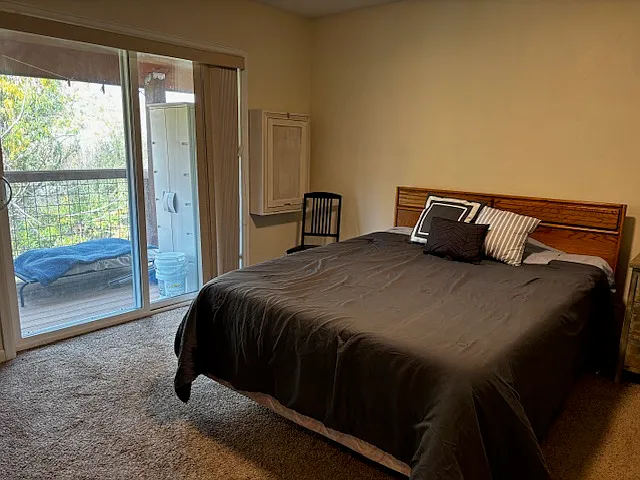 Master Bedroom with sliding glass door to balcony.