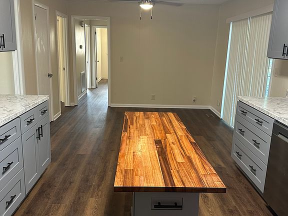View of dining room from kitchen.