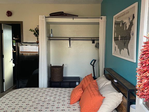 View from the front door with closet open