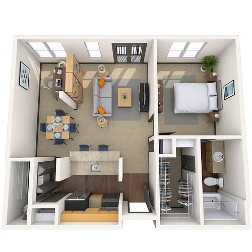 Floor plan Traditional 1x1 562-863 SF