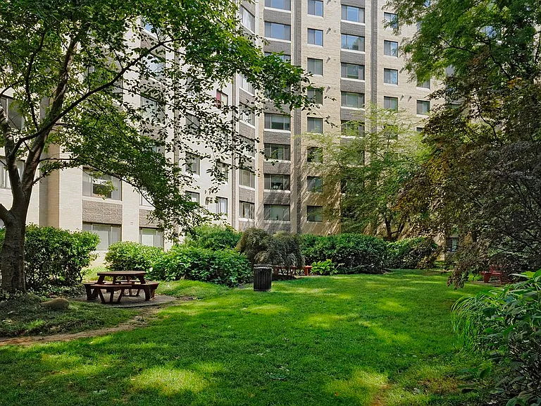 Green space with picnic tables